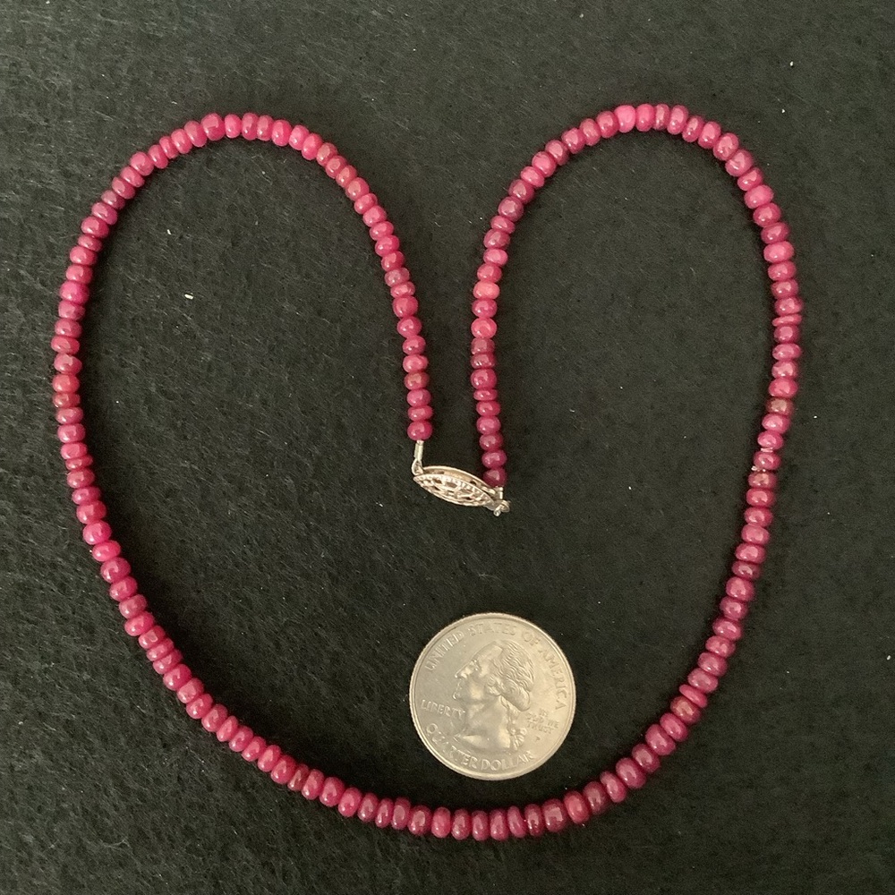 925 s silver Genuine ruby bead necklace.